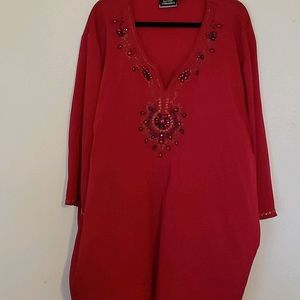 Deep red blouse with sequins